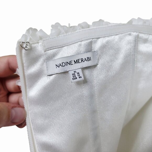 Nadine Merabi Maisy White 3D Floral Applique Corset Strapless Mini Dress XL - Picture 5 of 14